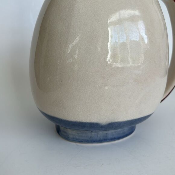 Winfield Pasadena Pottery Pitcher Vintage Cream Blue Burgandy 7.5” - Picture 5 of 11